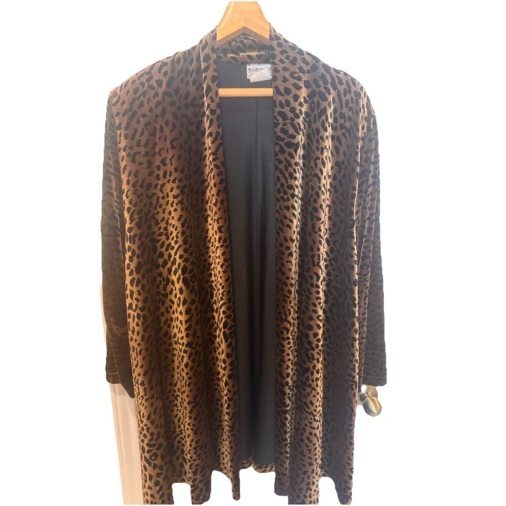 Baranda Womens Velvet Jacket Sz 2XL Long Sleeve Animal Print